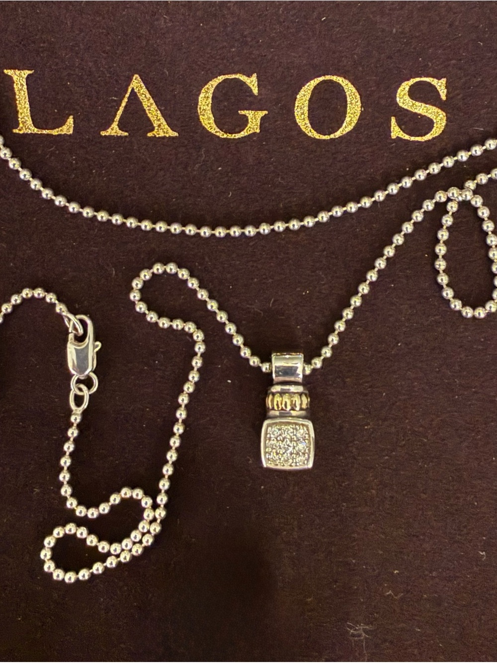LAGOS
18K Gold & Sterling Silver Diamond Square
Pendant